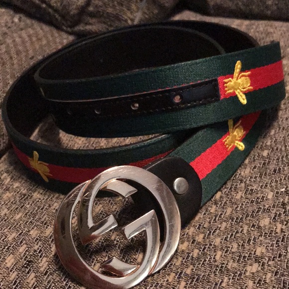 Red/Green Gucci Web Belt With G Buckle - Picture 3 of 4